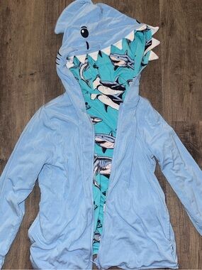 Bums & Roses Reversible Shark Week Jacket Hoodie 3T Shark Teeth Hood